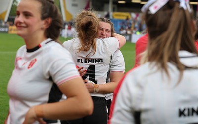 300825 - Canada v Wales, Women’s Rugby World Cup - Gwenllian Pyrs of Wales with Abbie Fleming of Wales