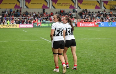 300825 - Canada v Wales, Women’s Rugby World Cup - Sisters Branwen Metcalfe of Wales and Nel Metcalfe of Wales at the end of the match