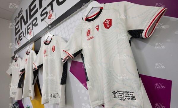 300825 - Canada v Wales, Women’s Rugby World Cup - Branwen Metcalfe of Wales’ match shirt in the Wales team changing room set for her first cap against Canada