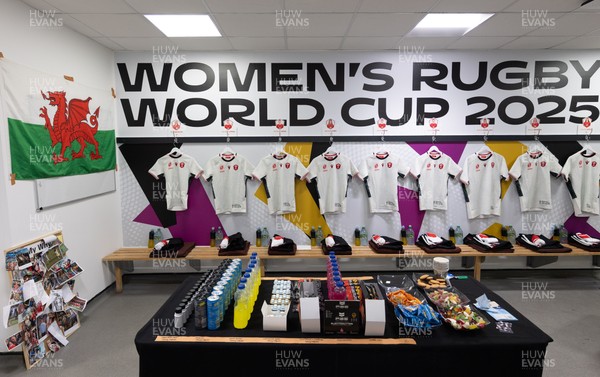 300825 - Canada v Wales, Women’s Rugby World Cup - The Wales team changing room set for Canada v Wales