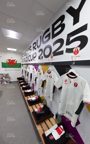 300825 - Canada v Wales, Women’s Rugby World Cup - The Wales team changing room set for Canada v Wales