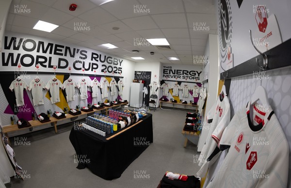 300825 - Canada v Wales, Women’s Rugby World Cup - The Wales team changing room set for Canada v Wales