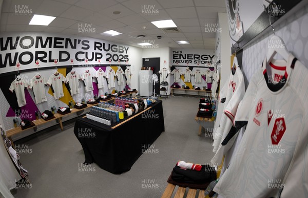 300825 - Canada v Wales, Women’s Rugby World Cup - The Wales team changing room set for Canada v Wales