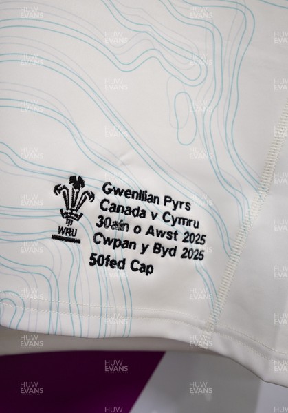 300825 - Canada v Wales, Women’s Rugby World Cup - Gwenllian Pyrs of Wales’ match shirt in the Wales team changing room set for her 50th cap against Canada