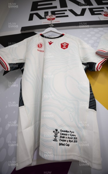300825 - Canada v Wales, Women’s Rugby World Cup - Gwenllian Pyrs of Wales’ match shirt in the Wales team changing room set for her 50th cap against Canada