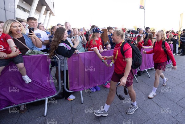 300825 - Canada v Wales, Women’s Rugby World Cup - Molly Reardon of Wales and Cath Richards of Wales arrive at the stadium ahead of the match against Canada