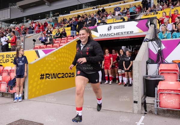 300825 - Canada v Wales, Women’s Rugby World Cup -Gwenllian Pyrs of Wales leads the team out on her 50th cap