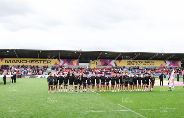 300825 - Canada v Wales, Women’s Rugby World Cup - The teams line up for the anthem