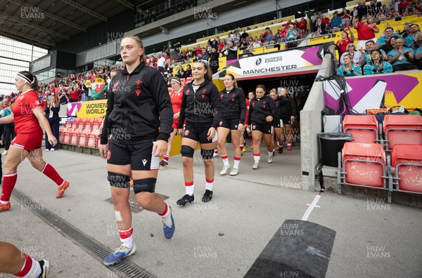 300825 - Canada v Wales, Women’s Rugby World Cup - Tilly Vucaj of Wales walks out at the start of the match