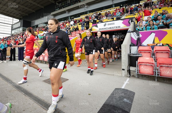 300825 - Canada v Wales, Women’s Rugby World Cup - Jenni Scoble of Wales walks out at the start of the match