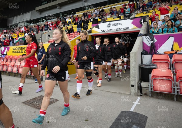 300825 - Canada v Wales, Women’s Rugby World Cup - Seren Lockwood of Wales walks out at the start of the match