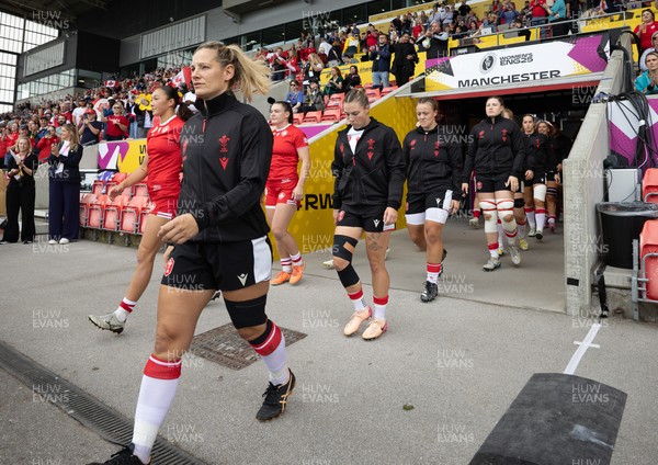 300825 - Canada v Wales, Women’s Rugby World Cup - Kerin Lake of Wales walks out at the start of the match