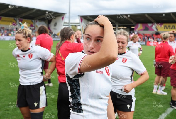 300825 - Canada v Wales, Women’s Rugby World Cup - Nel Metcalfe of Wales at the end of the match