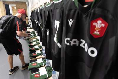 270822 - Canada Women v Wales Women, Summer 15’s World Cup Warm up match - Wales match playing kit is set out in the changing room ahead of the match