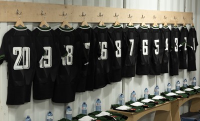 270822 - Canada Women v Wales Women, Summer 15’s World Cup Warm up match - Wales match playing kit is set out in the changing room ahead of the match