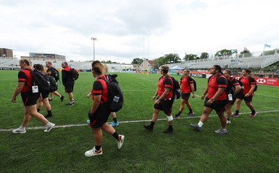 270822 - Canada Women v Wales Women, Summer 15’s World Cup Warm up match - Players arrive at the ground ahead of the match