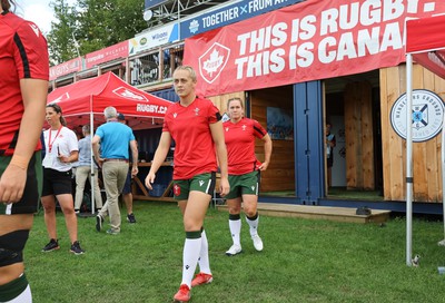 270822 - Canada Women v Wales Women, Summer 15’s World Cup Warm up match - Hannah Jones of Wales walks out for warm up