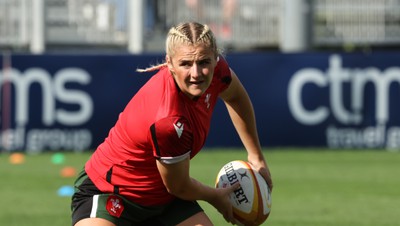 270822 - Canada Women v Wales Women, Summer 15’s World Cup Warm up match - Carys Williams-Morris of Wales during warm up