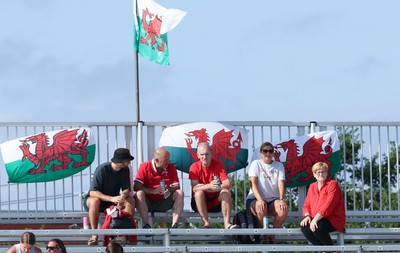 270822 - Canada Women v Wales Women, Summer 15’s World Cup Warm up match - Carys Williams-Morris’ and Lowri Norkett’s families gather in the stand ahead of the match