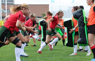 270822 - Canada Women v Wales Women, Summer 15’s World Cup Warm up match - The Wales Women team warm up ahead of the match