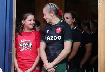 270822 - Canada Women v Wales Women, Summer 15’s World Cup Warm up match - Hannah Jones of Wales waits to lead the team out at the start of the match