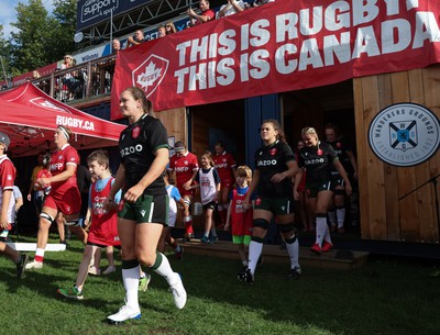 270822 - Canada Women v Wales Women, Summer 15’s World Cup Warm up match - Kat Evans of Wales walks out for the start of the match