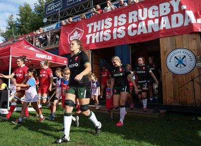 270822 - Canada Women v Wales Women, Summer 15’s World Cup Warm up match - Natalia John of Wales walks out for the start of the match