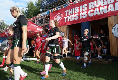 270822 - Canada Women v Wales Women, Summer 15’s World Cup Warm up match - Abbie Fleming of Wales walks out for the start of the match