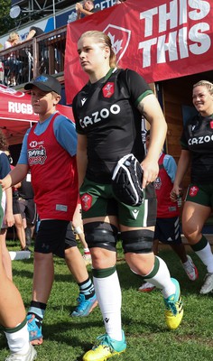 270822 - Canada Women v Wales Women, Summer 15’s World Cup Warm up match - Beth Lewis of Wales walks out for the start of the match