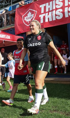 270822 - Canada Women v Wales Women, Summer 15’s World Cup Warm up match - Kelsey Jones of Wales walks out for the start of the match