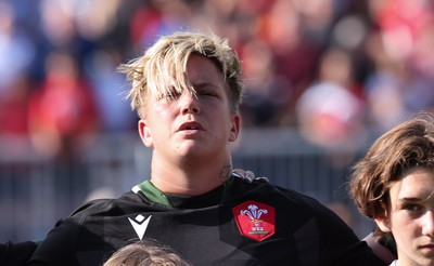 270822 - Canada Women v Wales Women, Summer 15’s World Cup Warm up match - Donna Rose of Wales during the national anthems