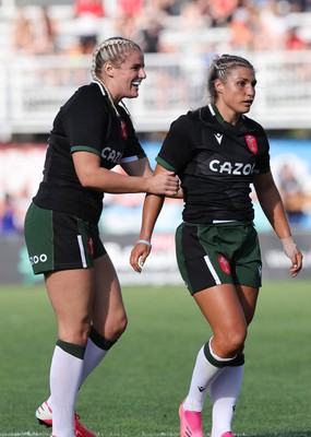 270822 - Canada Women v Wales Women, Summer 15’s World Cup Warm up match - Carys Williams-Morris of Wales and Lowri Norkett of Wales