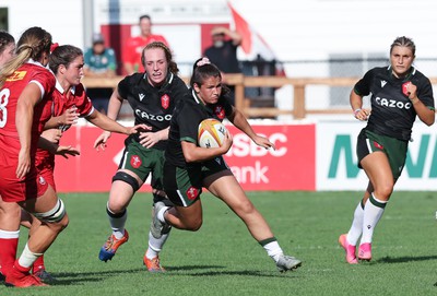 270822 - Canada Women v Wales Women, Summer 15’s World Cup Warm up match - Kayleigh Powell of Wales charges forward