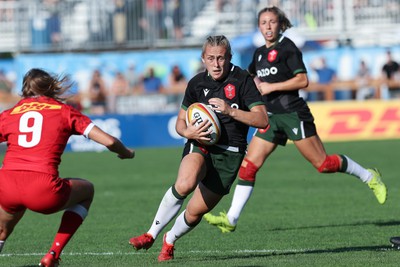 270822 - Canada Women v Wales Women, Summer 15’s World Cup Warm up match - Hannah Jones of Wales on the charge