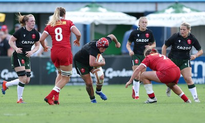 270822 - Canada Women v Wales Women, Summer 15’s World Cup Warm up match - Donna Rose of Wales takes on Emily Tuttosi of Canada