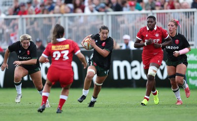 270822 - Canada Women v Wales Women, Summer 15’s World Cup Warm up match - Sioned Harries of Wales charges forward