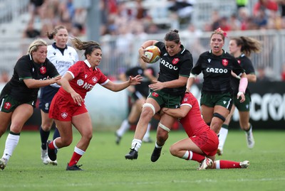 270822 - Canada Women v Wales Women, Summer 15’s World Cup Warm up match - Sioned Harries of Wales charges forward