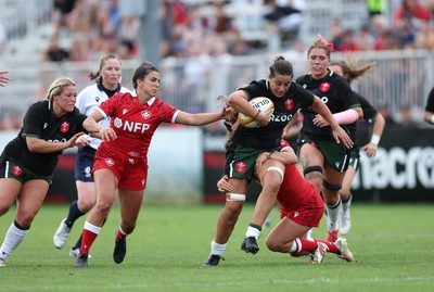 270822 - Canada Women v Wales Women, Summer 15’s World Cup Warm up match - Sioned Harries of Wales charges forward