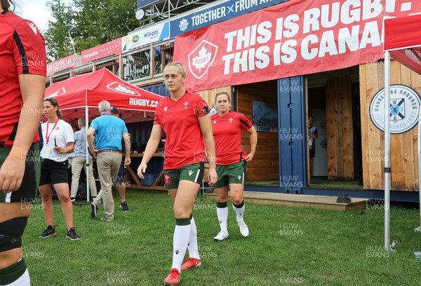 270822 - Canada Women v Wales Women, Summer 15’s World Cup Warm up match - Hannah Jones of Wales walks out for warm up