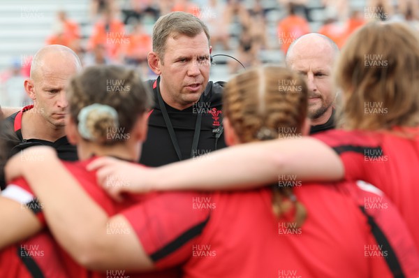 270822 - Canada Women v Wales Women, Summer 15’s World Cup Warm up match - Wales head coach Ioan Cunningham during warm up