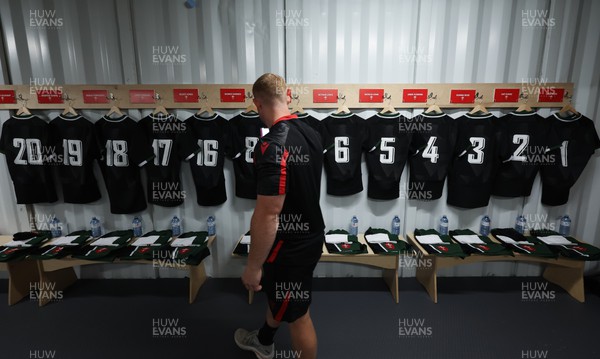 270822 - Canada Women v Wales Women, Summer 15’s World Cup Warm up match - Jamie Cox checks the prepared match kit ahead of the teams arrival
