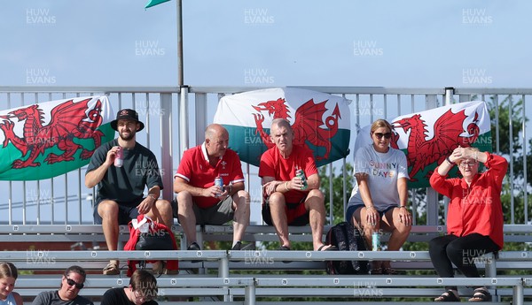 270822 - Canada Women v Wales Women, Summer 15’s World Cup Warm up match - Carys Williams-Morris’ and Lowri Norkett’s families gather in the stand ahead of the match