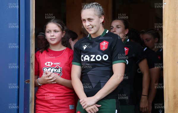 270822 - Canada Women v Wales Women, Summer 15’s World Cup Warm up match - Hannah Jones of Wales waits to lead the team out at the start of the match
