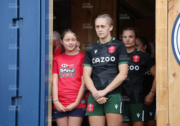 270822 - Canada Women v Wales Women, Summer 15’s World Cup Warm up match - Hannah Jones of Wales waits to lead the team out at the start of the match