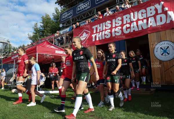 270822 - Canada Women v Wales Women, Summer 15’s World Cup Warm up match - Hannah Jones of Wales walks out for the start of the match