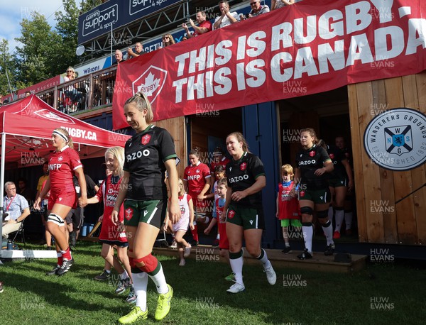 270822 - Canada Women v Wales Women, Summer 15’s World Cup Warm up match - Elinor Snowsill of Wales walks out for the start of the match
