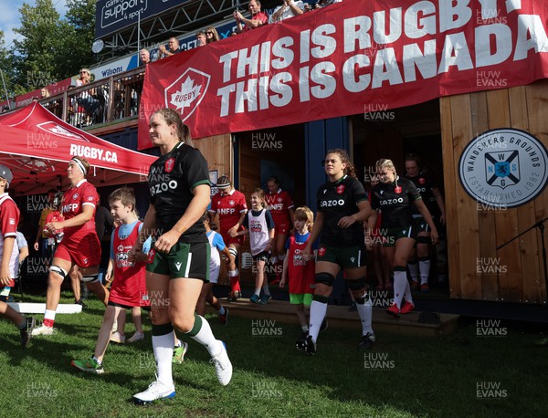270822 - Canada Women v Wales Women, Summer 15’s World Cup Warm up match - Kat Evans of Wales walks out for the start of the match
