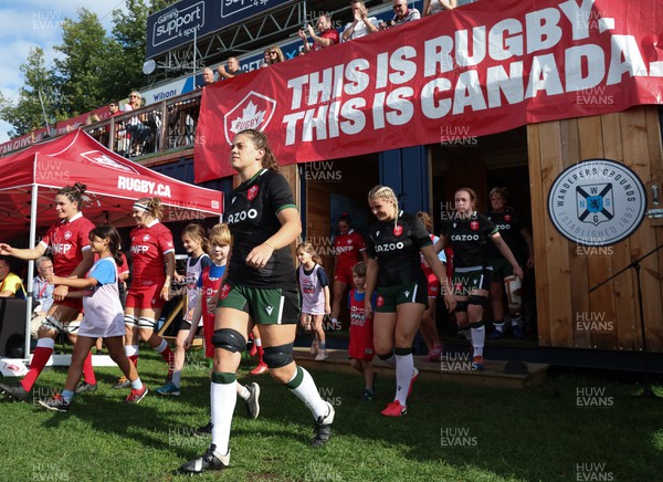270822 - Canada Women v Wales Women, Summer 15’s World Cup Warm up match - Natalia John of Wales walks out for the start of the match