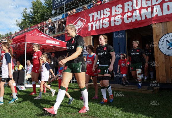 270822 - Canada Women v Wales Women, Summer 15’s World Cup Warm up match - Carys Williams-Morris of Wales walks out for the start of the match