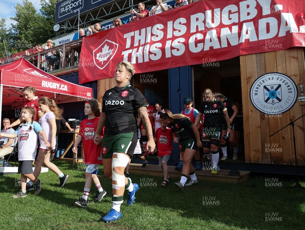270822 - Canada Women v Wales Women, Summer 15’s World Cup Warm up match - Donna Rose of Wales walks out for the start of the match